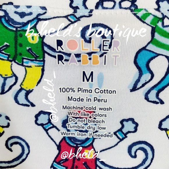 Roller Rabbit Back To School Monkey Polo Pajamas in Multi Medium (M) New NWT - Picture 7 of 17